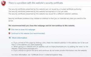 The security certificate has expired or is not yet valid